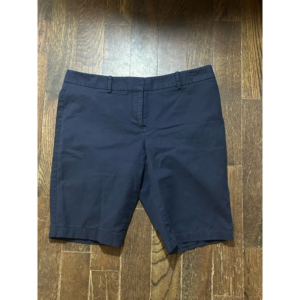 Talbots Petites Chino Shorts Women Size 12P Mid Rise Navy Blue Summer Hampshire